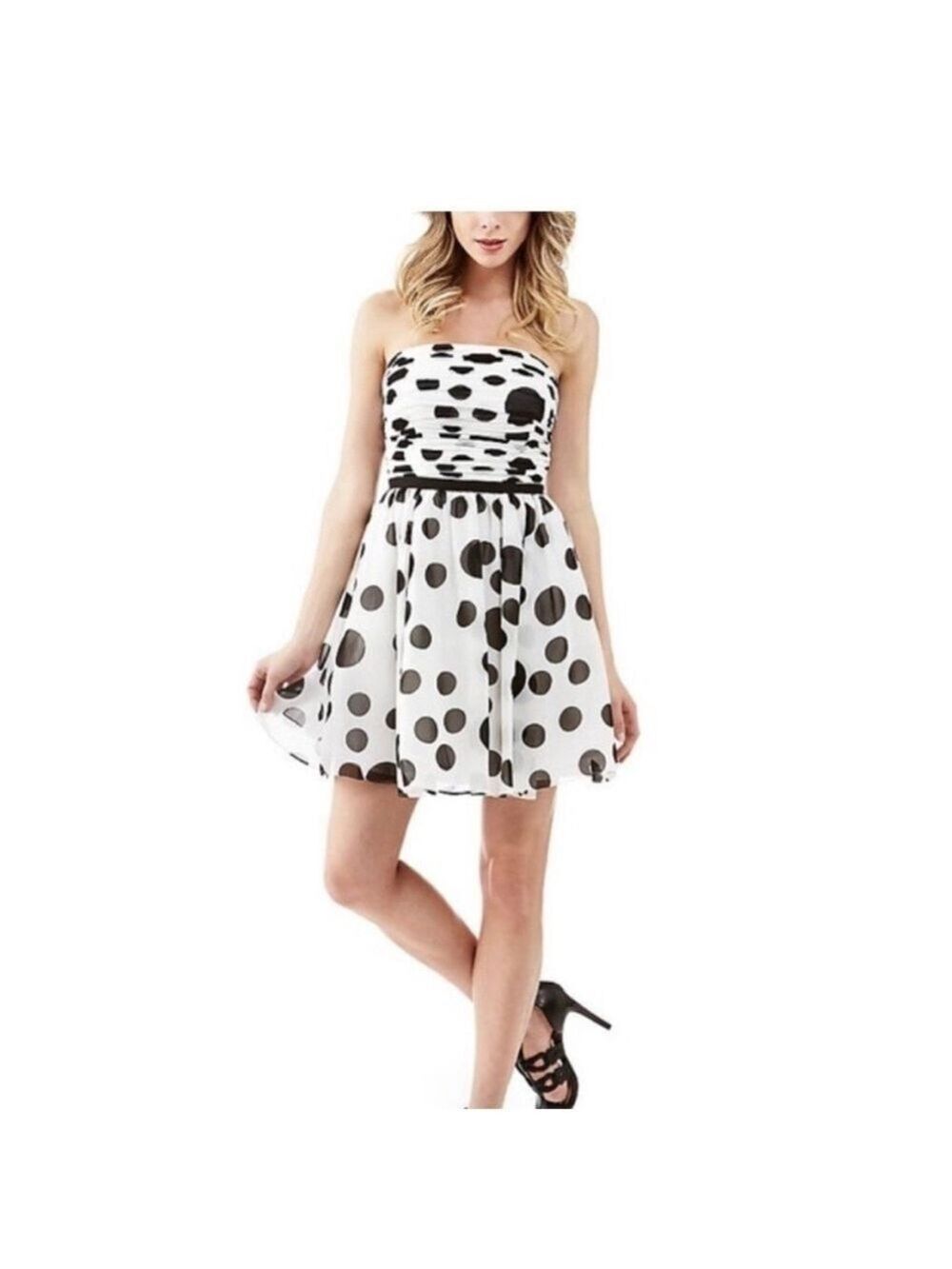 Guess White and Black Strapless A-line Dress NWT SZ 8